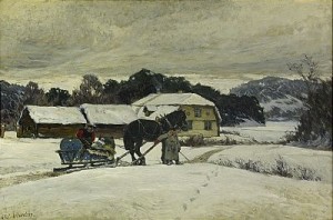 Vinterlandskap Med Häst Och Släde by Olof ARBORELIUS