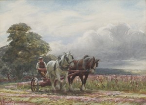 (2) Mowing / Skördemotiv by George Hamilton CONSTANTINE - auction artwork with signature