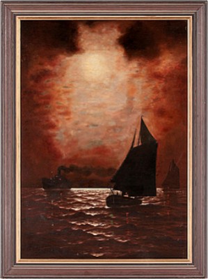 Fartyg I Månsken by Harald P. ENGMANN - auction artwork with signature