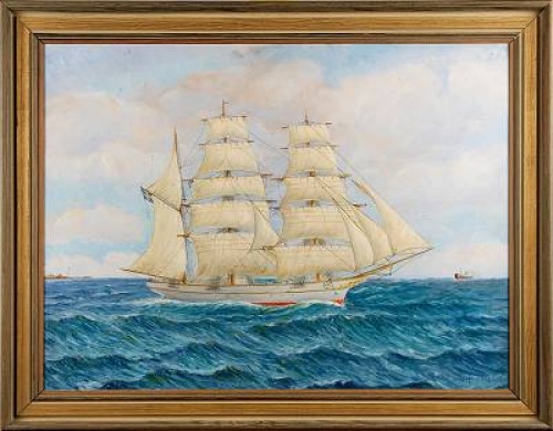 Fregatt by John A. HOLMQUIST - auction artwork with signature