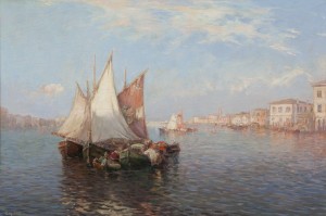 Venetian Scene With Sailboats by Carl MÜLLER