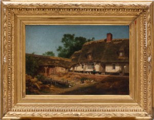 Solbelyst Gårdsexteriör Med Pickande Höns by Edouard REYNART