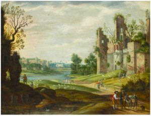 Landskap Med Figurer by Izaack Van OOSTEN