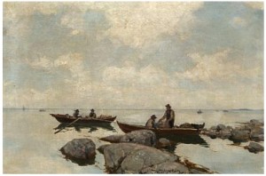 To Robåter Med Fiskere by Nicolai ULFSTEN - auction artwork with signature