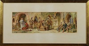 Interiör Med Figurer by Charles CATTERMOLE - auction artwork with signature