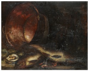 Stilleben Med Ostron, Fiskar Och Kopparbytta (attrib.) by François BONVIN