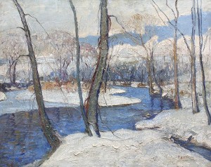 Winter Snow Scene by Walter Emerson BAUM - auction artwork with signature