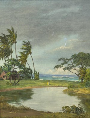 Pond Along The Hawaiian Shore by Lloyd Jr SEXTON - auction artwork with signature