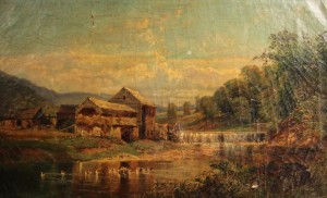Barn Landscape by Edmund Darch LEWIS - auction artwork with signature