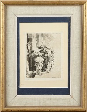 Beggars Receiving Alms At The Door Of A House by Rembrandt Harmenszoon Van RIJN