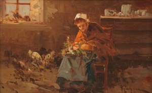 Preparing Dinner by Antonio PECORARO - auction artwork with signature