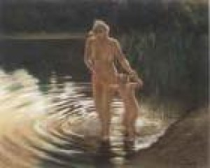 Mother And Daughter At Goksjo by Hans SAELE