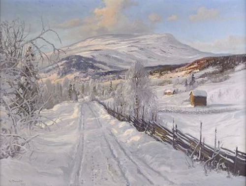 Norrländskt Vinterlandskap Med åreskutan I Fonden by Carl BRANDT