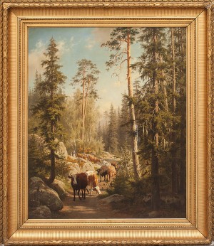 Kor Vallas Genom Skog by Carl Henrik BÖGH - auction artwork with signature