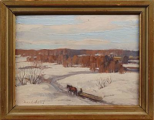 Vinterlandskap Med Häst by Karl ABEL - auction artwork with signature