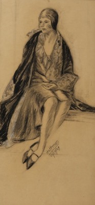 Woman In A Hat And Coat by Ruth Erb HOFFMAN - auction artwork with signature