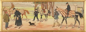 På Galoppbanan, Plansch Kolorerad Au Pochoir by Charles Edmond ‘Harry Eliott’ HERMET