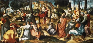 Die Predigt Johannes Des Täufers by Jan Van SCOREL - auction artwork with signature