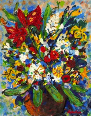 Stilleben Med Blommor I Krus by Albin AMELIN