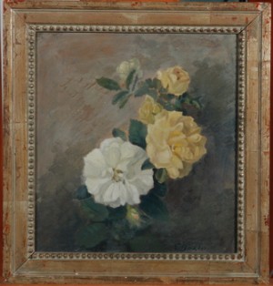 Stilleben Med Vita Rosor by Gustaf BÖKLIN - auction artwork with signature