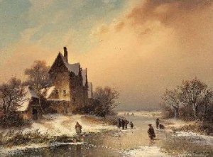 Winterlandschaft Mit Zugefrorenem Fluss by Dietrich LANGKO