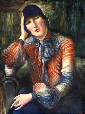 Damenbildnis - Elisabeth Starosta Mit Chiffon-bluse Und Hut by Albert BIRKLE