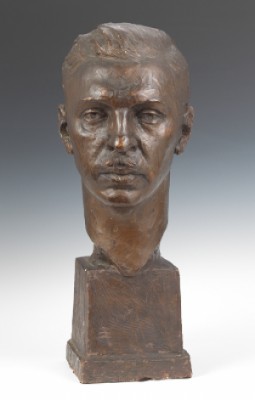 A Painted Plaster Bust Of David Dietz by Max KALISH