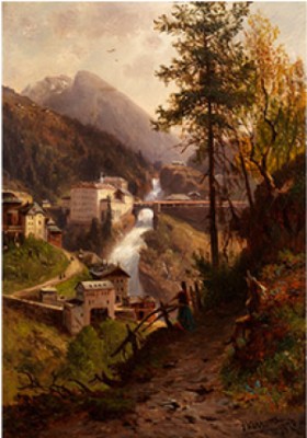 Wild Bad-gastein Mit Der Feuersenk by Johann VARRONE - auction artwork with signature