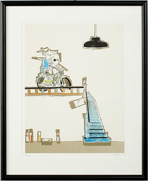Komposition Med Motorcykel Och Trappa by Margareta GELLES - auction artwork with signature