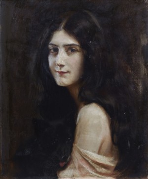 Portrait D'une Jeune Fille Au Chien by Tade STYKA