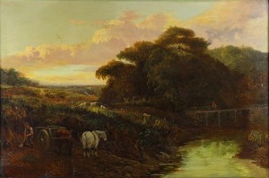 Sunset In The Fields by Archibald David REID - auction artwork with signature