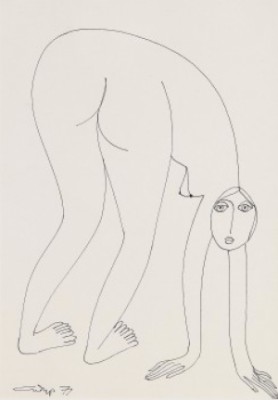 Bending Female Nude by Vadim Abramovich SIDUR - auction artwork with signature