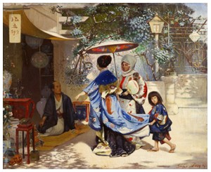 En Geisha Med Sitt Hov by Georges DEVY - auction artwork with signature