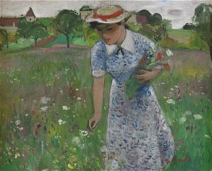 Flicka På Blomsteräng by Francois GALL