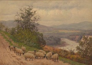 Panoramic Landscape With Sheep by William Baptiste BAIRD