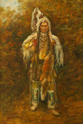 Portrait Of A Native American Chief by Joseph Henry SHARP