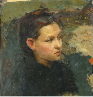 Portrait Of Vera Repina, The First Wife Of The Artist by Ilya Efimovich REPIN