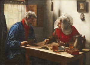 The Card Players by Edouard De JANS - auction artwork with signature