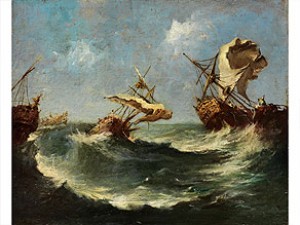 Segelschiffe Auf Stürmischem Meer by Francesco GUARDI