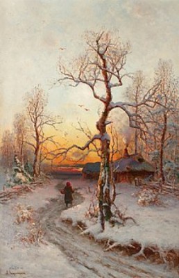 Flicka På Vinterväg by Fedor NIKITIN - auction artwork with signature