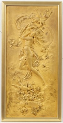 A Framed Austrian Gilt Metal Relief Plaque by Karl STERRER - auction artwork with signature