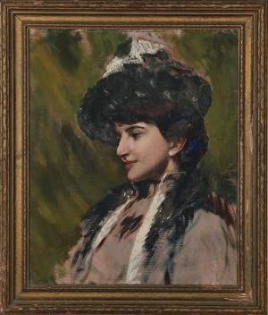 Portrait Of A Lady In A Hat by Albert HORSTMEIER - auction artwork with signature