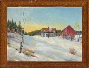 Vintermotiv by O. HASLUM - auction artwork with signature
