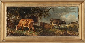 Betande Kor I Landskap by Friedrich Johann VOLTZ