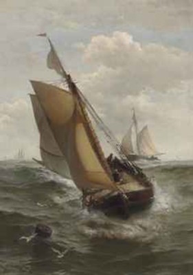 Fishing Boat In The English Channel by Edward MORAN