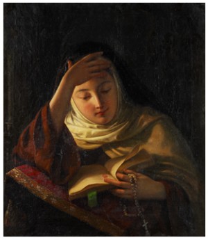 Young Nun At Prayer by Sergei Ivanovich GRIBKOV - auction artwork with signature