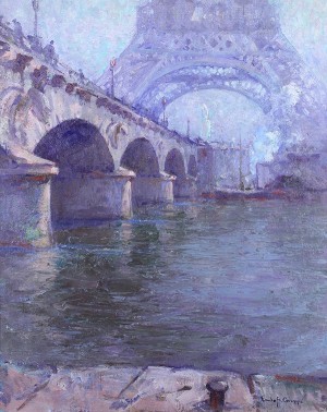Evening By The Pont D'iena With Eiffel Tower In The Distance by Emile Albert GRUPPE