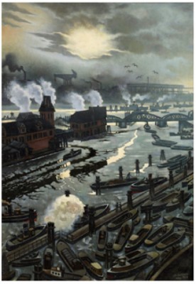 Utsikt över Hamburgs Hamn by A. GUTOWSKI - auction artwork with signature