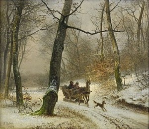 Vinterlandskap Med Släde by Frederik Niels Martin ROHDE