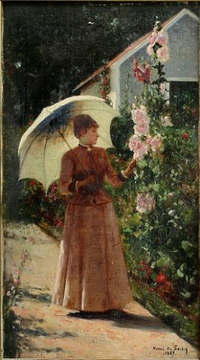 Kvinna Med Paraply by Henri Emile De SACHY - auction artwork with signature
